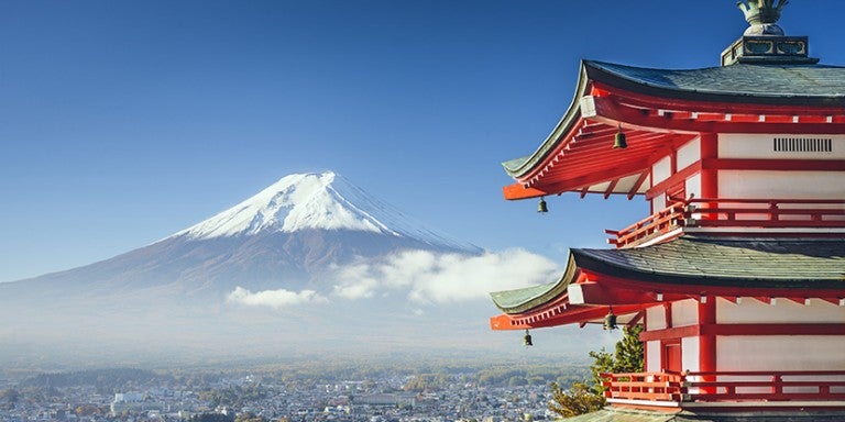 Photo of Mt. Fuji with Chureito Pagoda in Japan