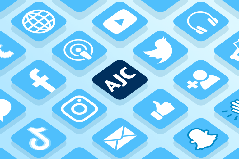 Photo of social media icons with AJC highlighted in the middle