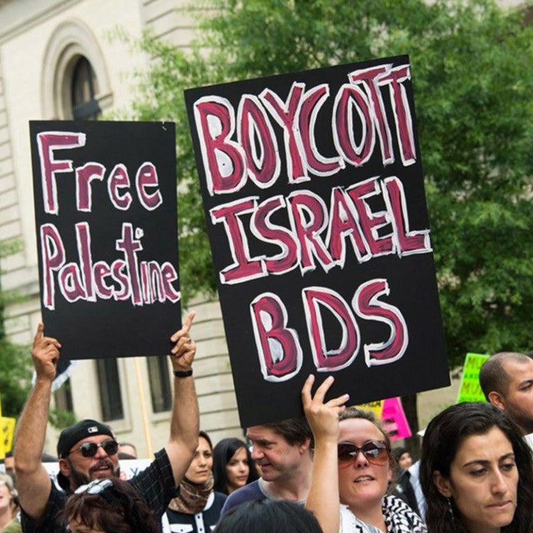 Protestors at a BDS rally