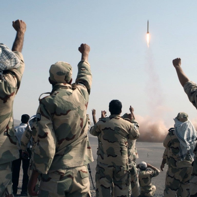 Iranian missiles launching